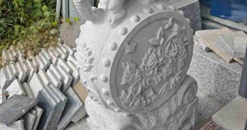 咸阳芝麻白抱鼓石 庭院抱鼓石