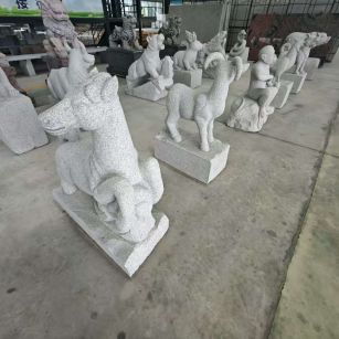 咸阳芝麻白雕刻 十二生肖 异形雕刻