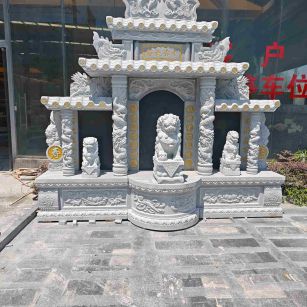 咸阳芝麻白中国黑石材套墓 花岗岩墓碑