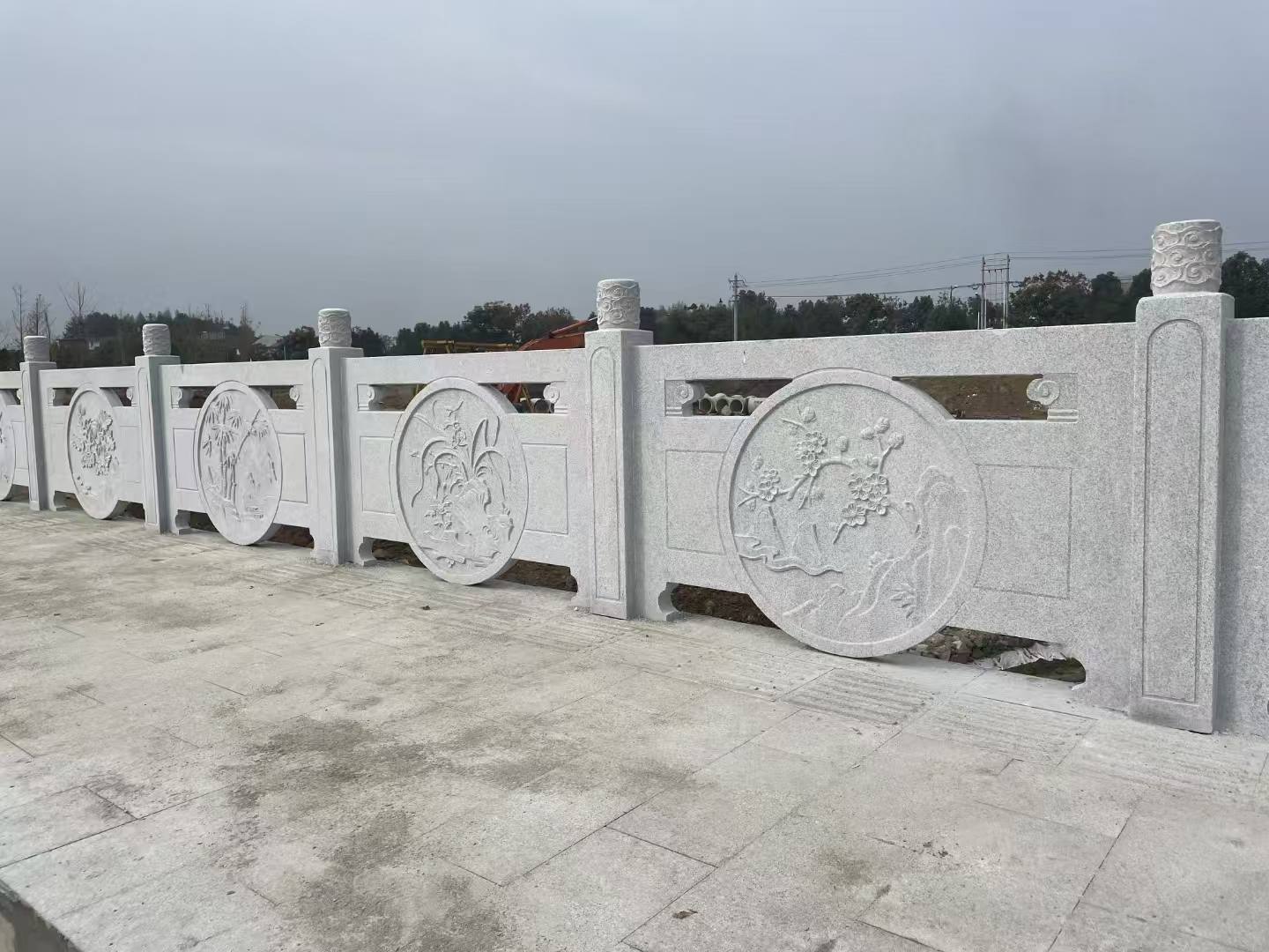 咸阳芝麻白河道栏杆 石材栏杆